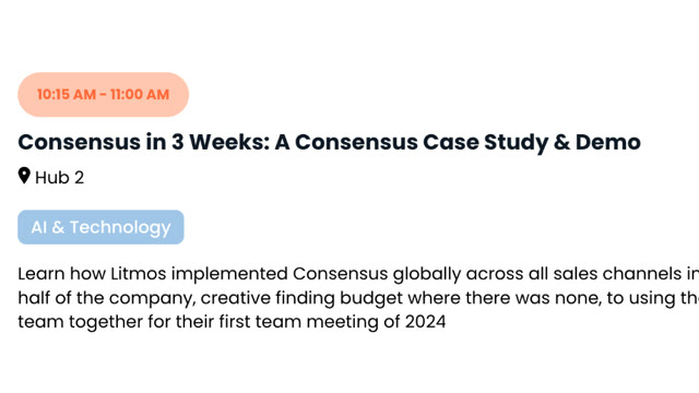DemoFest 2025 session listing: Consensus in 3 Weeks, a Consensus case study and demo from Litmos